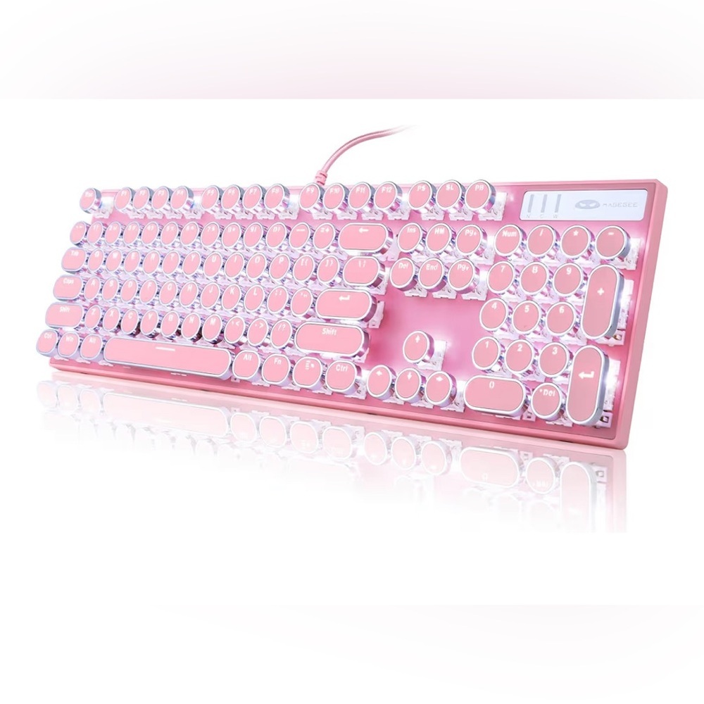 BNIB MageGee MK-STORM Pink Aesthetic Typewriter Keyboard